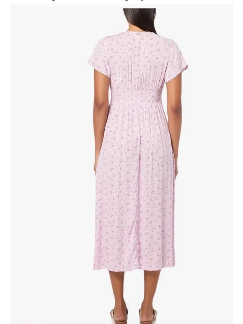 Billabong Womens Floral V-Neck babydoll Midi/Maxi Dress XS Pink lightweight - Picture 2 of 14